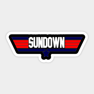 "Sundown" 80's action movie design Sticker